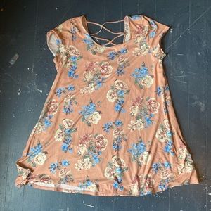 Peach Floral Strappy Dress